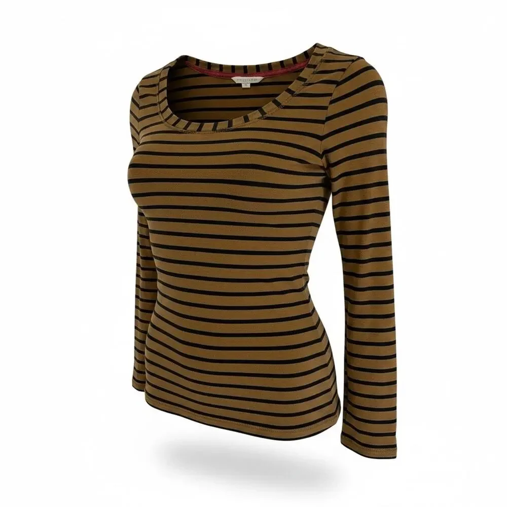 Boden long sleeve brown/black scoop neck tee - size 10